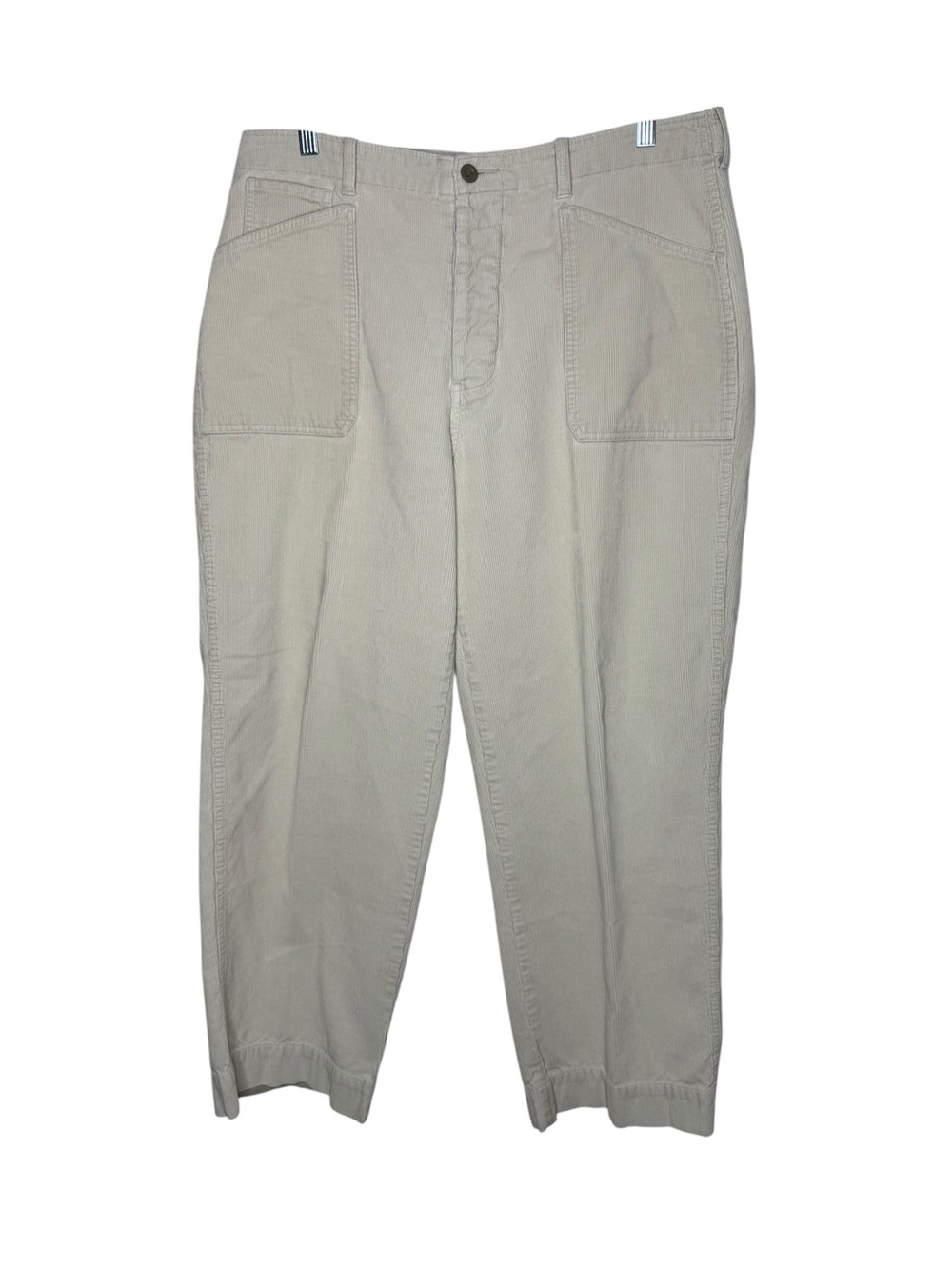 Polo Ralph Lauren Vintage Cotton Corduroy Pants Cinch Belted Back Cream‎ 35 x 30